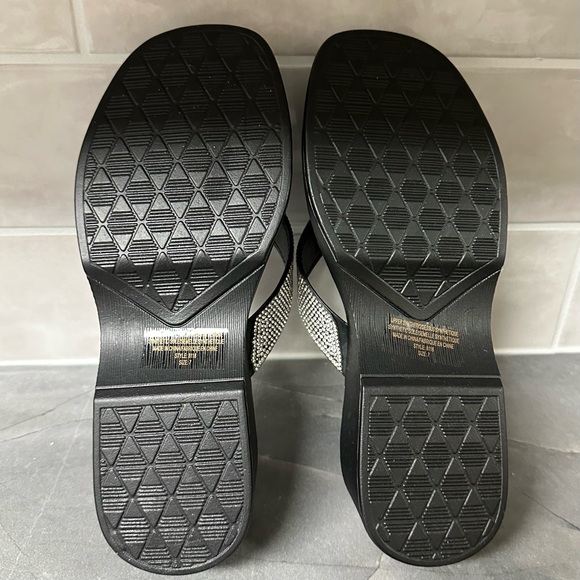 Black Rhinestone Embellished Platform Sandals 7 - Picture 6 of 7